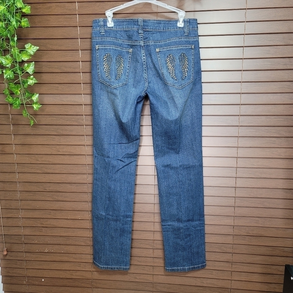 V Cristina Studded Mid-rise Straight Leg Midwash Women's Jeans Size 10 - Picture 2 of 13